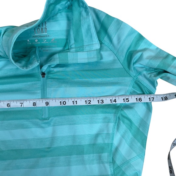 Kate Lord Performance Striped Quarter Zip Pullover Athletic Aqua Blue Size S - Picture 4 of 8